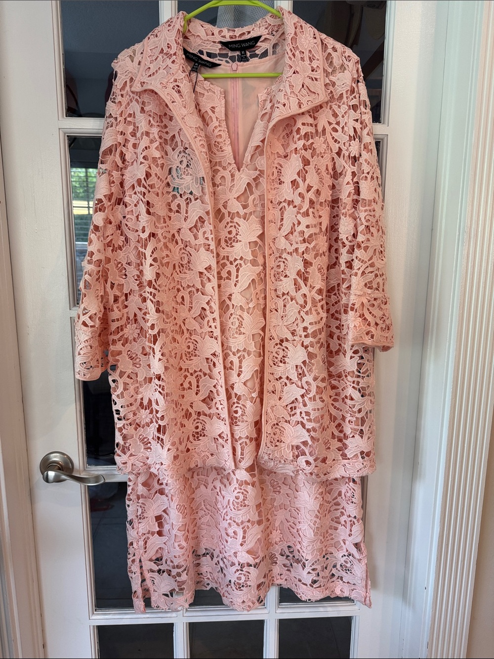 Ming Wang Blush Pink Lace Jacket & Dress Set size XL NWT